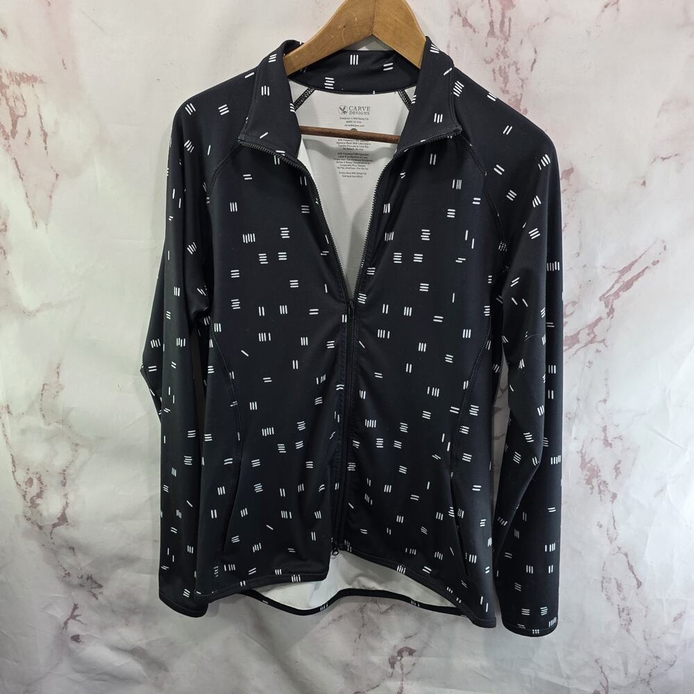 Carve Designs Jacket Womens Medium Black Zip Long Sleeve Surf Swim Sun Rashguard